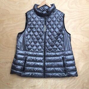 Calvin Klein Performance Down Puffer Vest Gray Zippered Womens Plus Size 2X.